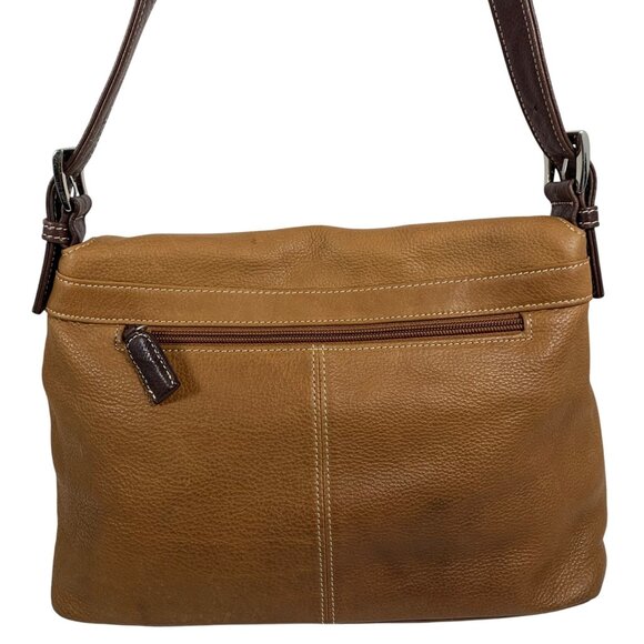 TIGNANELLO Boho Front Flap Saddle Shoulder Bag Camel Tan Leather Buckle Strap - Picture 3 of 14